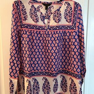 NWT J Crew style# F0871 mixed paisley popover top